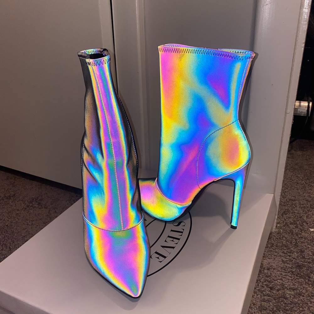 Reflective Metallic ankle boots